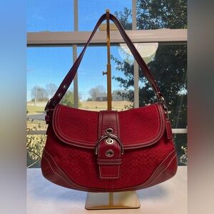 Coach Y2K Cherry Red Collectible Rare Soho Signature Mini C Logo Shoulder Bag